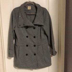 Gray knit pea coat
